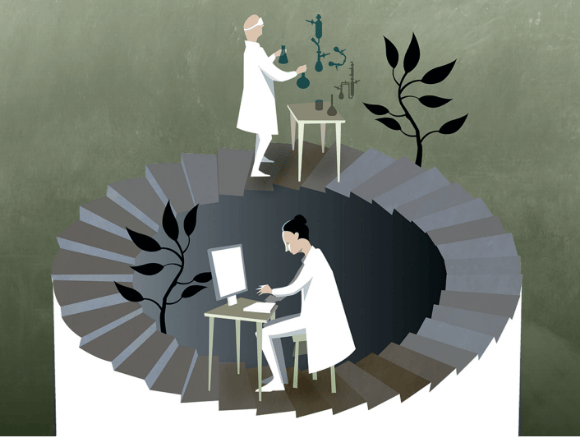 כימאים בימינו עורכים ניסויים באמצעות המחשב לא פחות מאשר במעבדה. התיאוריה והניסוי מפרים זה את זה. כימאים במעבדה ומול מחשב 