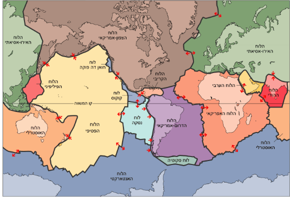 רום כדור הארץ המוצק מחולק למספר לוחות ענקיים, ועוד כמה קטנים יותר, שנושאים את היבשות והאוקיינוסים. מפת הלוחות 