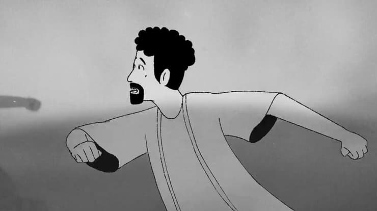 גיא בורח מהמחבלים בנובה (צילום: מתוך הסרט ) גיא בורח מהמחבלים בנובה