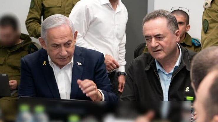 שר הביטחון ישראל כ"ץ בהערכת מצב עם ראש הממשלה בנימין נתניהו, הרמטכ"ל, רב-אלוף אייל זמיר, וראשי זרועות הביטחון בבור בקריה