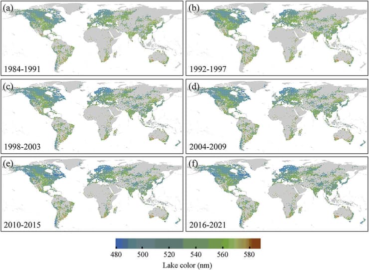 מיפוי השינויים בצבעי האגמים בין השנים 1984 ל-2021