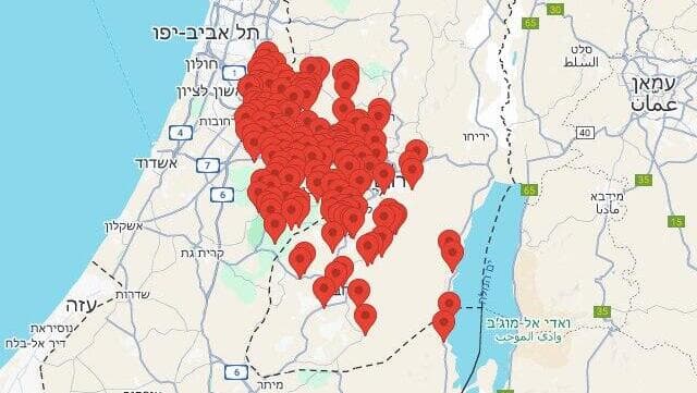 האזורים שבהם הופעלו אזעקות הערב