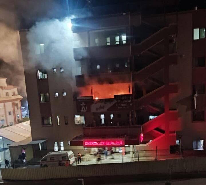 תקיפה בבניין החירום במתחם הרפואי נאסר בעיר חאן יונס מדרום לרצועת עזה