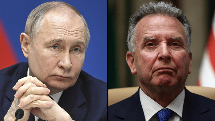 וויטקוף ופוטין. "הוא לא בחור רע, הוא לא רוצה להשתלט על אירופה" (צילום: REUTERS/Evelyn Hockstein/Pool ,Sergei Bobylev, Sputnik, Kremlin Pool Photo/ AP) חצאים סטיב וויטקוף שליחו של נשיא ארה"ב דונלד טראמפ למזרח התיכון במהלך שיחות בסעודיה על עתיד אוקראינה מול גורמים ברוסיה, נשיא רוסיה פוטין בביקור ב אוזבקיסטן