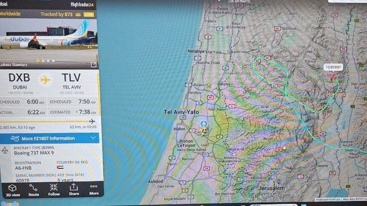 טיסת פליי דובאי חגה באוויר ומשנה מסלול במקום להמשיך לנחיתה בעקבות הטיל ששוגר מתימן