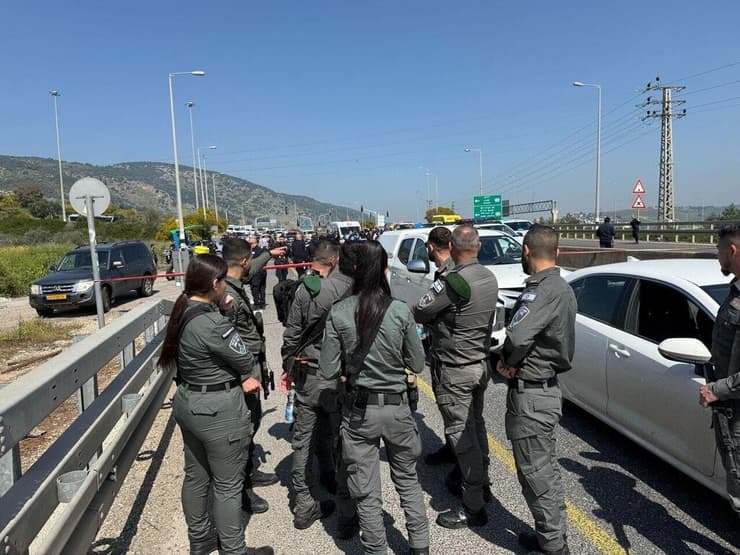 כוחות מג"ב שניטרלו את המחבל בזירת הפיגוע בצומת התשבי