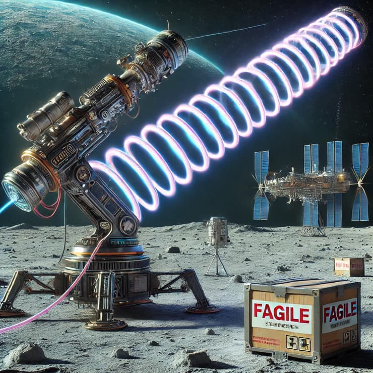 הדמיה של פעולת המשגר האלקטרומגנטי על אדמת הירח