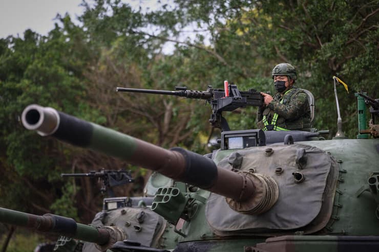 צילום: WANG Teng-yi / CNA / AFP טנק של צבא טייוואן 18 במרץ