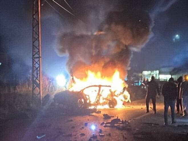 הרכב שהותקף בעיירה מערוב שבדרום לבנון