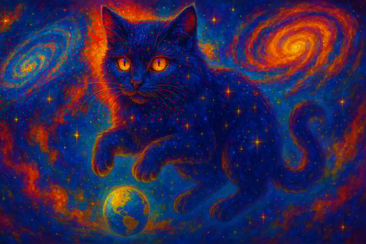 החתול הגלקטי לאחר שביקשנו מהצ'אטבוט להוסיף קצת צבע (ChatGPT) החתול הגלקטי, לאחר שביקשנו מהצ'אטבוט להוסיף קצת צבע