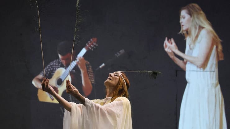 רנה שינפלד במופע "חוט ונוצה" (צילום: נטשה שחנס) רנה שינפלד במופע "חוט ונוצה"