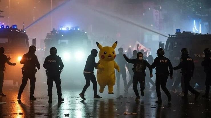 תמונה מזויפת של פיקאצ'ו ב הפגנות טורקיה