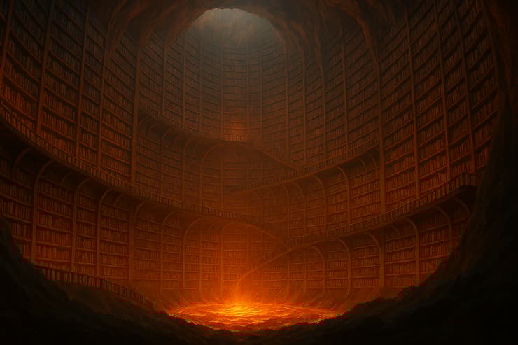 ספרייה בתוך לוע הר געש (ChatGPT) ספרייה בתוך לוע הר געש