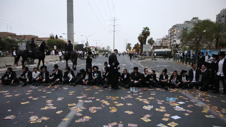הפגנה בלתי חוקית בכביש 4 סמוך לבני ברק