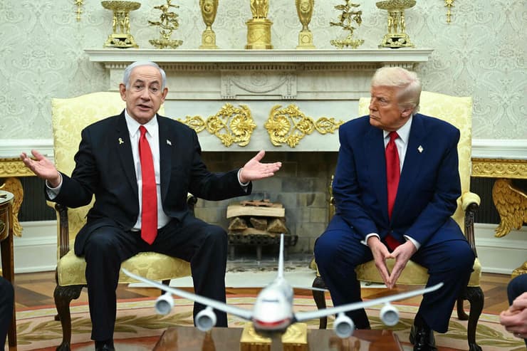 ראש הממשלה בנימין נתניהו ונשיא ארה"ב דונלד טראמפ בחדר הסגול