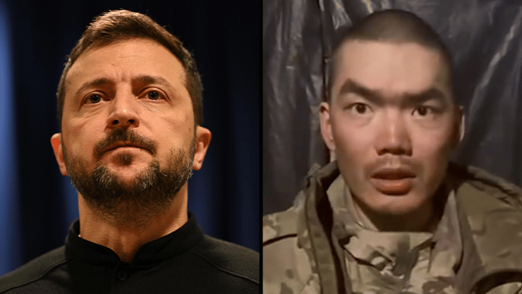 חצאים וולודימיר זלנסקי ואזרח סיני שנפל בשבי ב אוקראינה