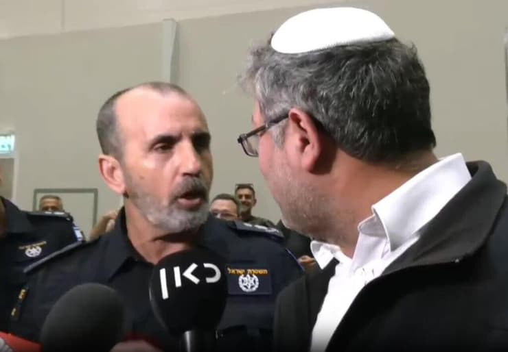 הצמד בן גביר - לוי (צילום: גיל יוחנן) עימות בין מפכ"ל המשטרה דני לוי לשר איתמר בן גביר