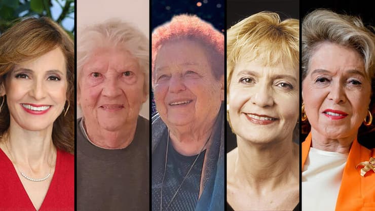 זוכות פרס ישראל. מימין לשמאל: נינה אבידר ווינר, זוהר שביט, רות קרק, דבורה גילולה ויונינה אלדר (צילום: רונן אהרוני, סיון עץ הדר, פרופסור סלעית קרק, עדי מזן, נעם גלילי) זוכות פרס ישראל