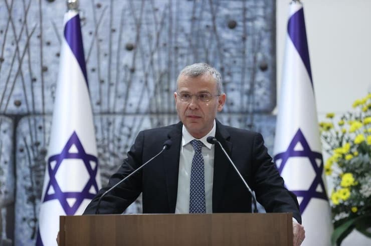 לוין בטקס ההשבעה לסולברג, לפני שנטש (צילום: אלכס קולומויסקי) יריב לוין בטקס השבעת שופטים