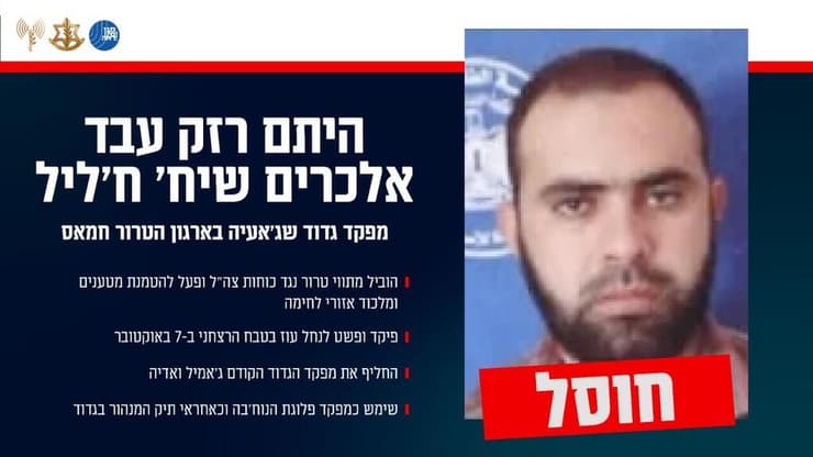 צה״ל ושב״כ חיסלו את מפקד גדוד שג׳אעיה בארגון הטרור חמאס