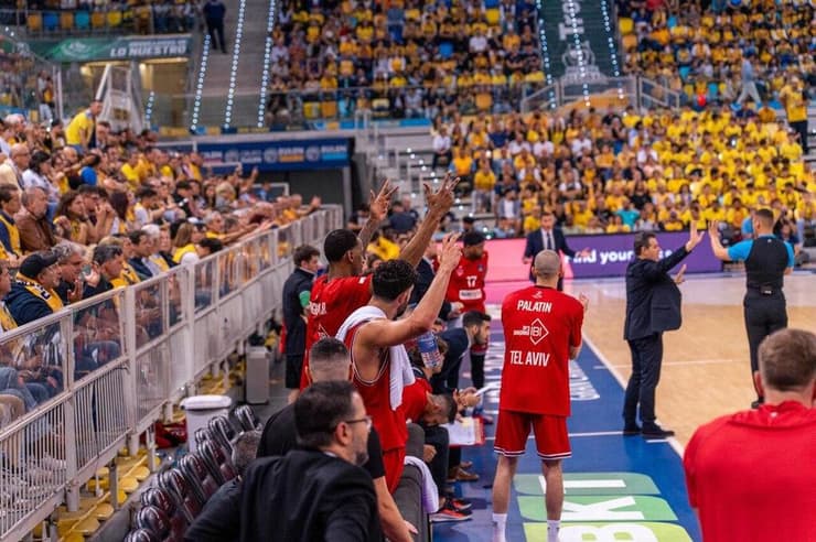 הספסל של הפועל ת"א חוגג (צילום: הפועל "שלמה" תל אביב) הספסל של הפועל ת"א חוגג