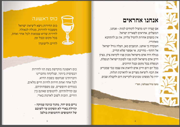 ההגדה המותאמת של בארי (צילום: מיכל פייקין, דוברת קיבוץ בארי) ההגדה של פסח - קיבוץ בארי