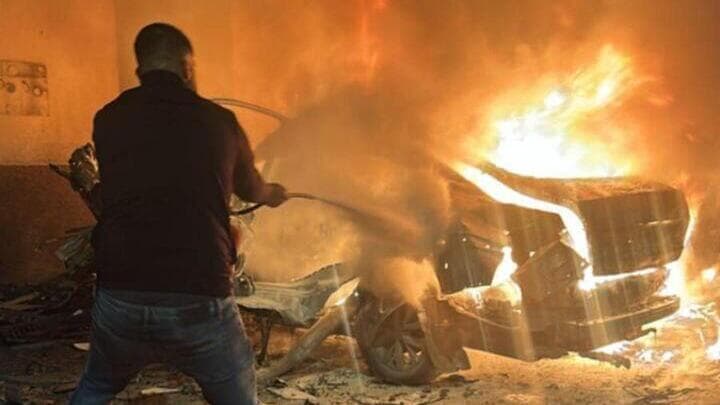 זירת פיצוץ רכב ביישוב עראב שבגליל