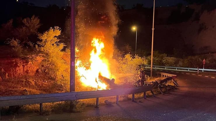 זירת התאונה בכביש 1, סמוך למעלה אדומים