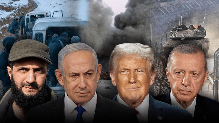 ארדואן, טראמפ, נתניהו וא-שרע ( צילום: Haj Suleiman/Getty Images, דובר צה"ל , Abdulaziz KETA, מארק ישראל סלם, AP/Alex Brandon/Matias Delacroix, Andrew Harnik/AFP) טראמפ, נתניהו, ארדואן, ואבו מוחמד אל-ג'ולאני