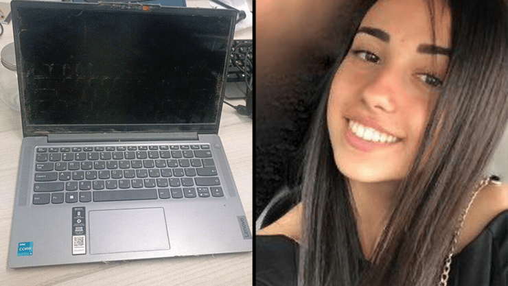 סיון אלקבץ ז"ל והמחשב האישי שנגנב באפריל המחשב של סיון אלקבץ ז"ל מוחזר לביתה בשכונת הדור הצעיר בכפר עזה לאחר שנגנב