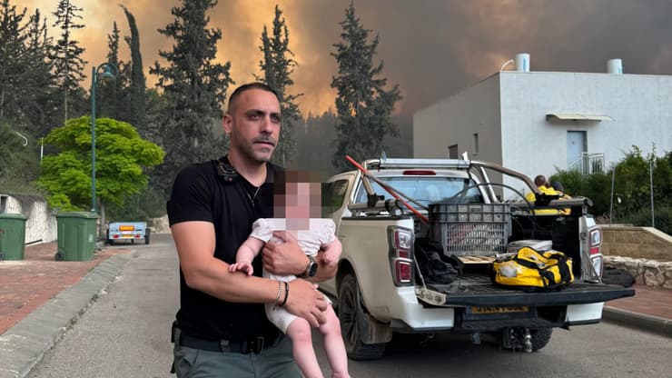 רס״ב אשר ממן לוחם מג״ב  שחילץ אם וביתה מהשריפה במסילת ציון