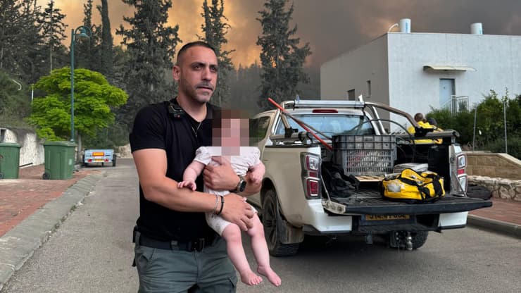 רס״ב אשר ממן לוחם מג״ב  שחילץ אם וביתה מהשריפה במסילת ציון