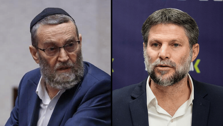 משה גפני ואמיר אוחנה במליאת הכנסת בדיון בנושא השינויים בתקציב 