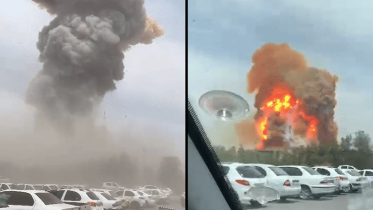 כדור האש שתועד ברגעי הפיצוץ האדיר, ופטריית העשן שהיתמרה באוויר פיצוץ באיראן בנמל שהיד רג'אי