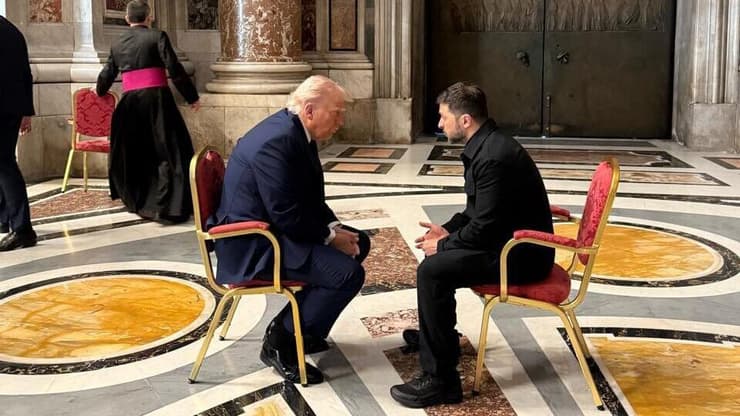 נשיא ארה"ב דונלד טראמפ ונשיא אוקראינה ולדימיר זלנסקי