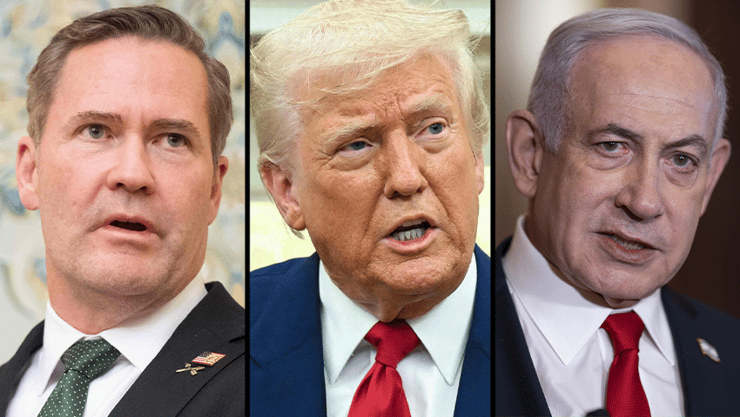שלישים בנימין נתניהו, דונלד טראמ, מייק וולץ 