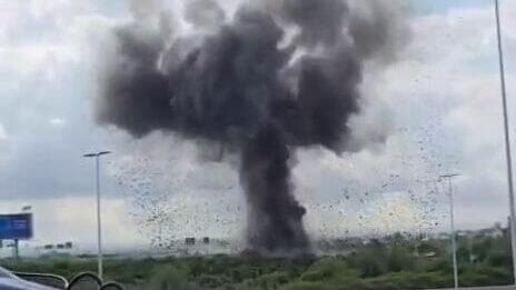 תיעוד פיצוץ הטיל נפילות בנתב"ג