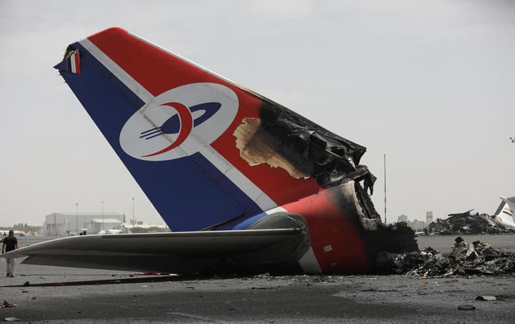 ההרס בנמל התעופה בצנעא