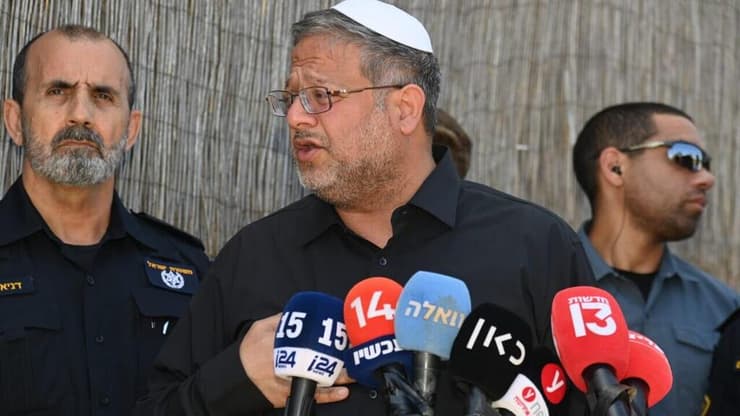 "אין תחליף לשיקול דעת מקצועי". בן גביר (צילום: הרצל יוסף) השר איתמר בן גביר בהצהרה על פעילות המשטרה בכפרים הערביים