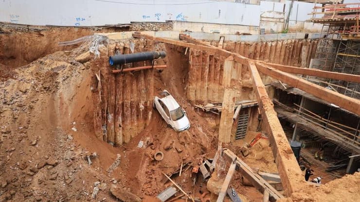 קריסת חלק מאתר בנייה ברח' הרכסים ברמת גן