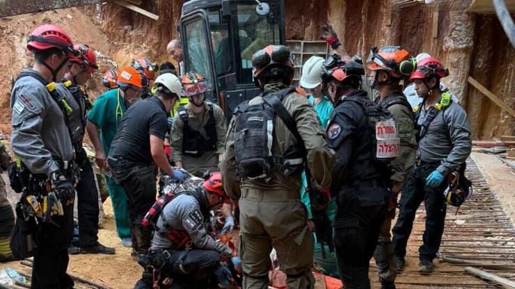 זירת קריסת אתר בנייה ברמת גן