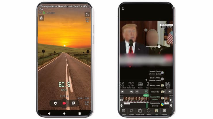 מצד ימין: PutMask, מצד שמאל: Droid Dashcam DVR