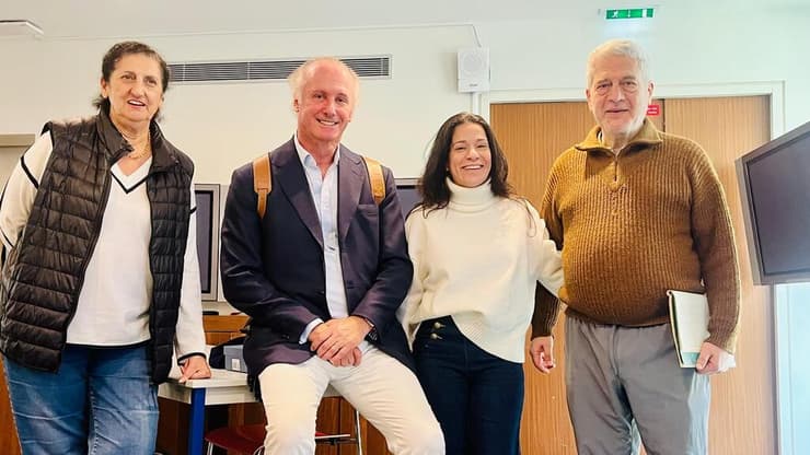 מימין לשמאל: פרופ' פיליפ בוקרה – היסטוריון וחוקר שואה, יעל נכון הראל - מנכ"לית קרן פוזן, פרופ' פרנסואה היילברון – סגן נשיא מוריאל השואה ואווה לביא - מנהלת מחלקת ישראל תפוצות ב"כל ישראל חברים"