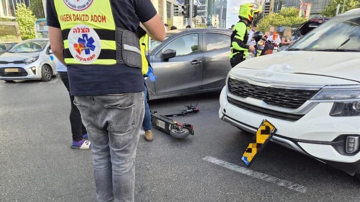 זירת תאונת הדרכים בדרך בן גוריון בבני ברק