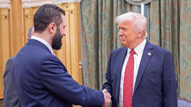 הפגישה של נשיא ארה"ב דונלד טראמפ עם נשיא סוריה אחמד א-שרע ובן סלימאן