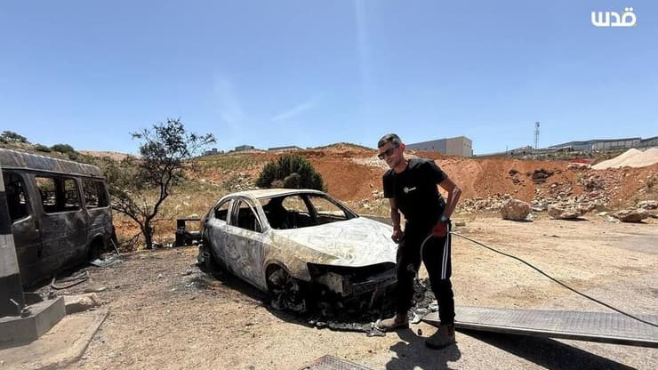 מתנחלים הציתו רכבים של פלסטינים סמוך לברוכין