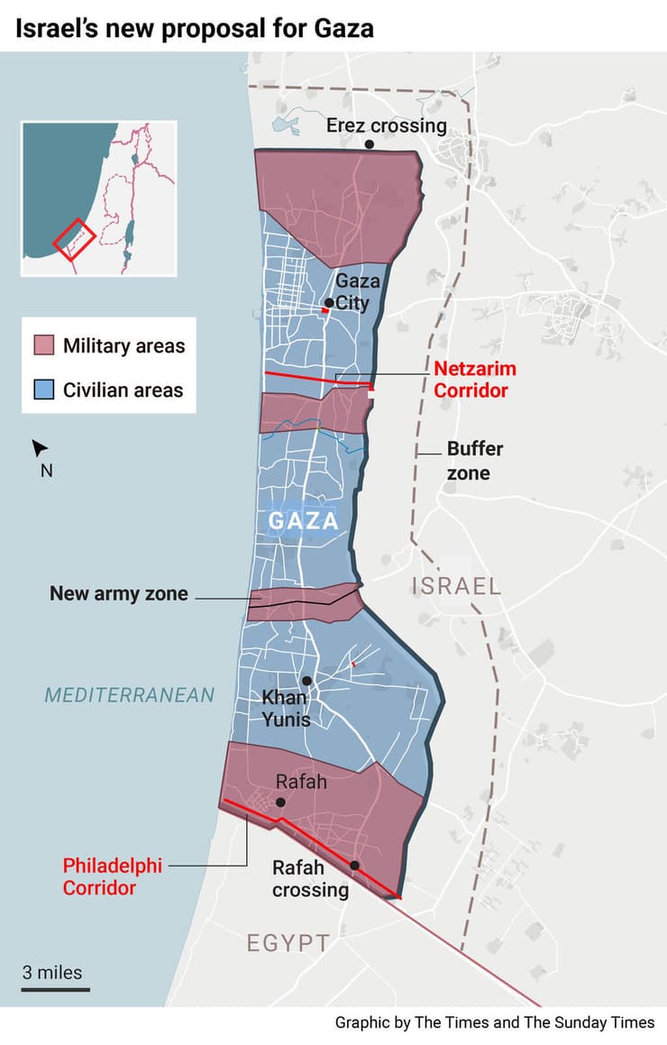 דיווח רצועת עזה ביתור חלוקה שלושה חלקים