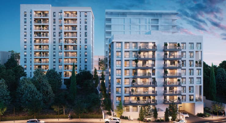 הדמיה פרויקט הרצל 88 רחל המשוררת 20 (הדמיה: 3dvision. אדריכלים: ביטמן בן צור אדריכלים ) הדמיה פרויקט הרצל 88 רחל המשוררת 20