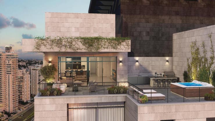 הדמיית פנטהאוז בפרויקט VISION של רמי לוי נדל"ן (הדמיה להמחשה בלבד: Viewpoint) הדמיית פנטהאוז בפרויקט VISION של רמי לוי נדל"ן