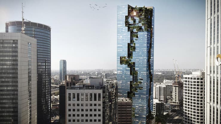 מגדל התעסוקה ברחוב היצירה ברמת גן (הדמיה: ישר אדריכלים) מגדל התעסוקה ברחוב היצירה ברמת גן